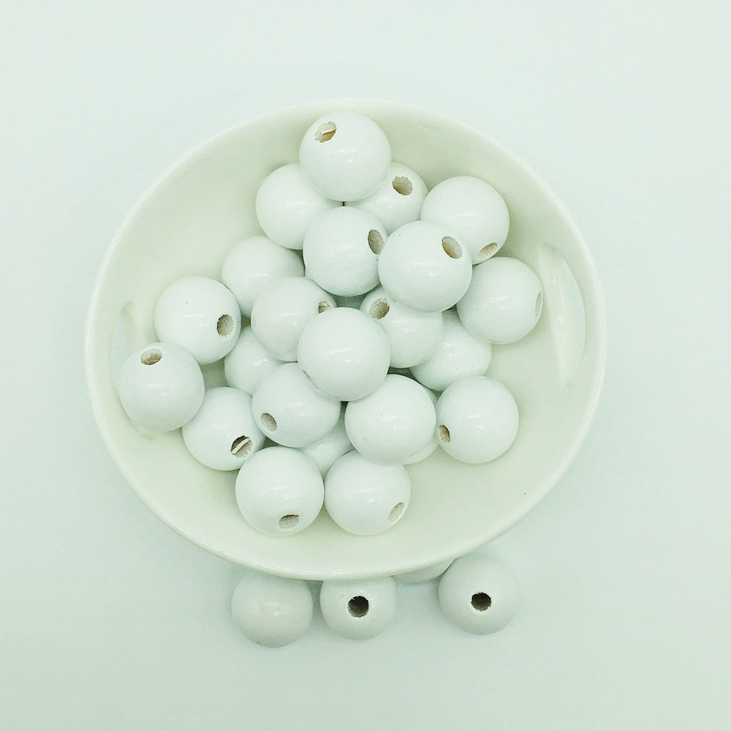 Wood Beads, White Beads, Garland Beads, Home Decor, Tiered Tray Decorations, Craft Projects, Jewelry Craft Beads