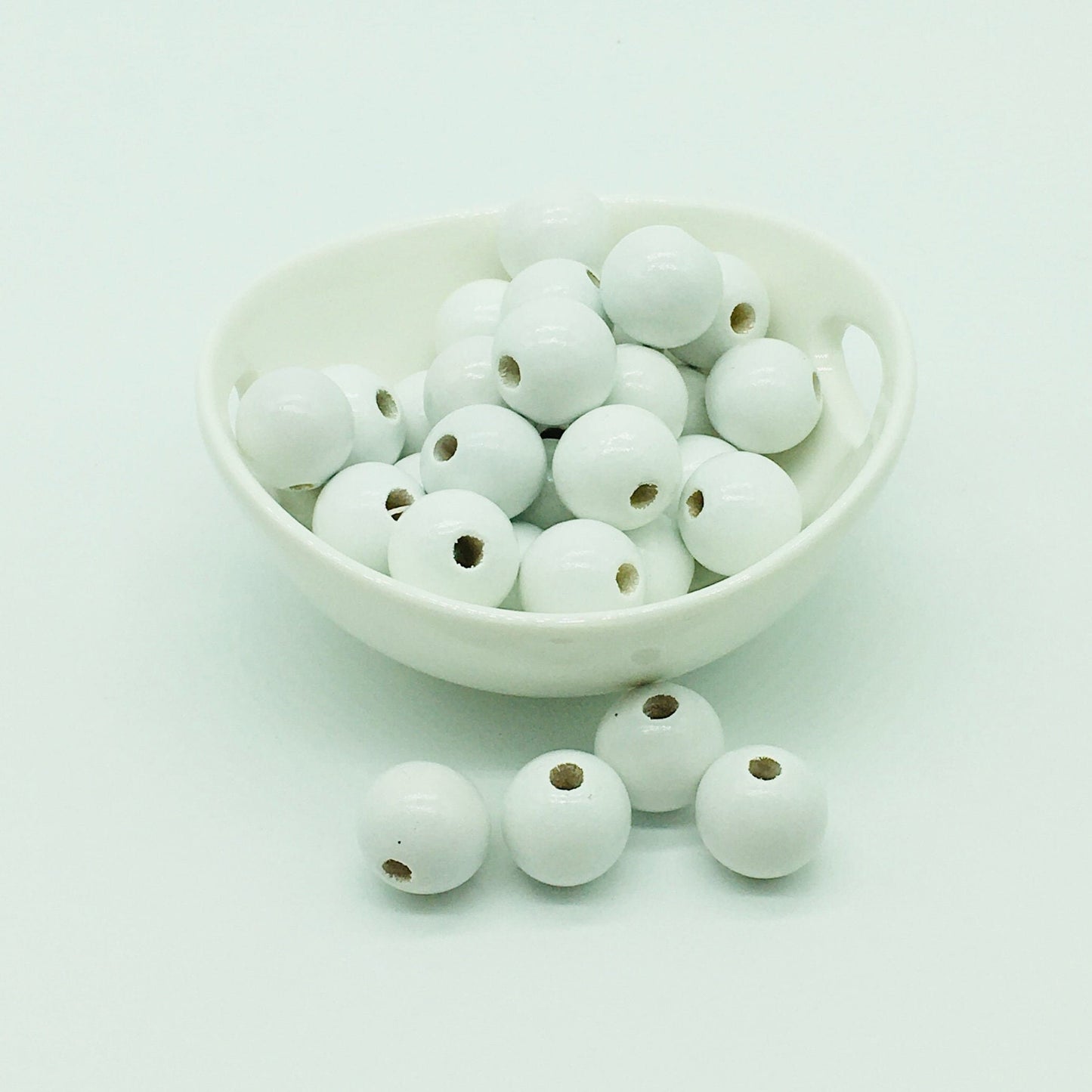 Wood Beads, White Beads, Garland Beads, Home Decor, Tiered Tray Decorations, Craft Projects, Jewelry Craft Beads