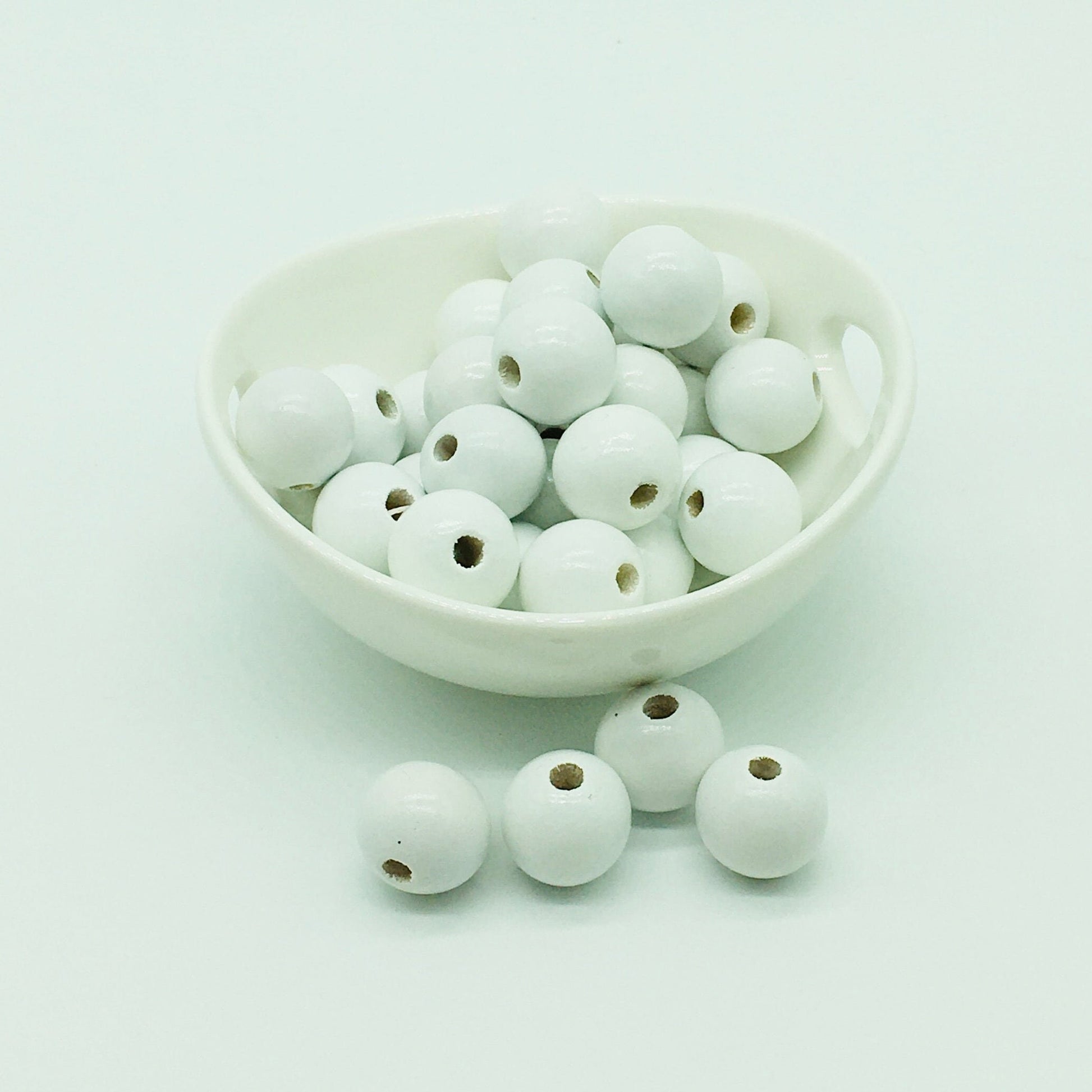 Wood Beads, White Beads, Garland Beads, Home Decor, Tiered Tray Decorations, Craft Projects, Jewelry Craft Beads