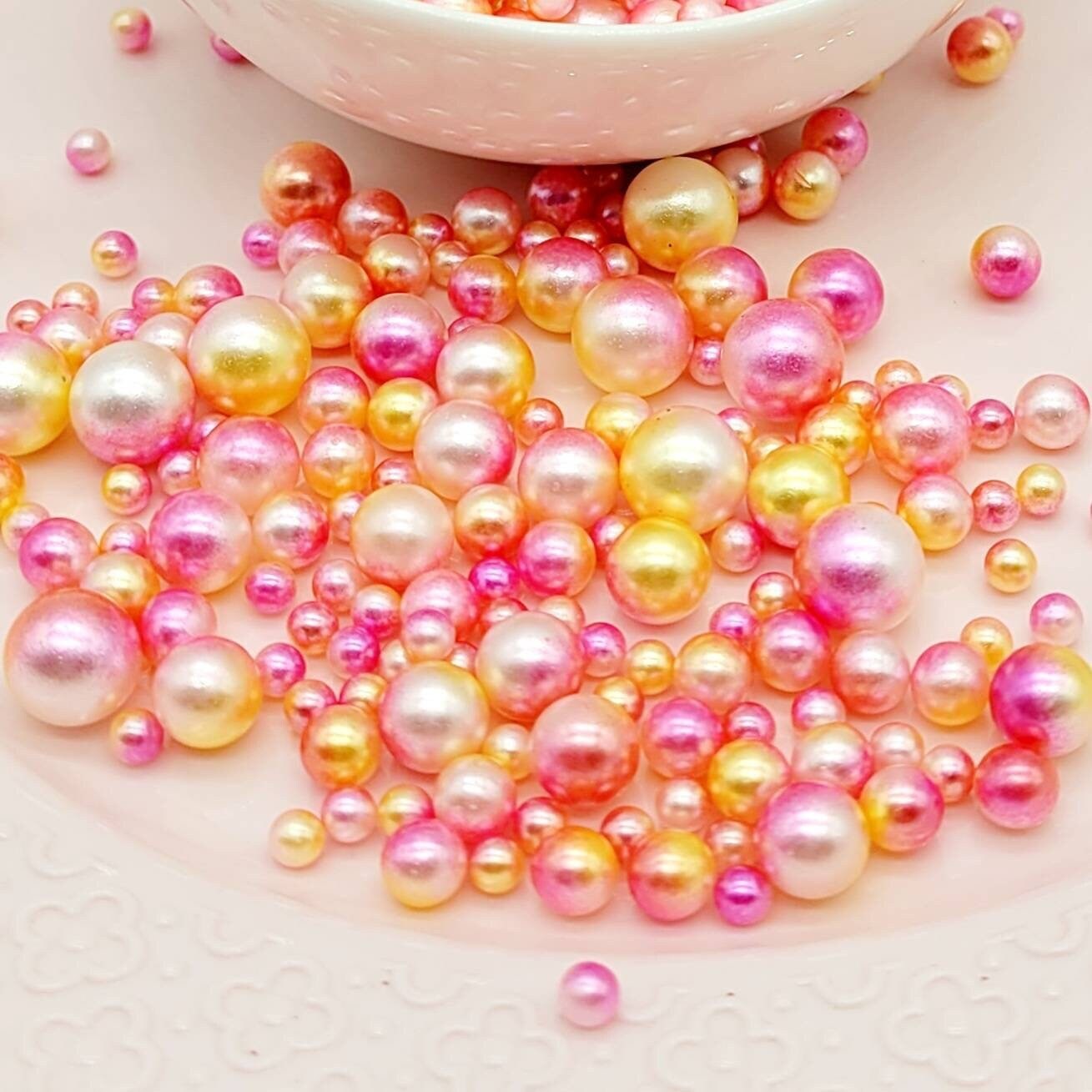 No Hole Beads, Fake Bake Sprinkles, Fake Dragees, Plastic Pearl Beads, Mermaid, Unicorn, Multi Colored, Iridescent, 4MM, 6MM, 8MM, 10 MM Mix