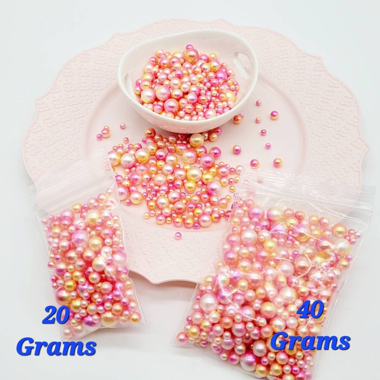 No Hole Beads, Fake Bake Sprinkles, Fake Dragees, Plastic Pearl Beads, Mermaid, Unicorn, Multi Colored, Iridescent, 4MM, 6MM, 8MM, 10 MM Mix