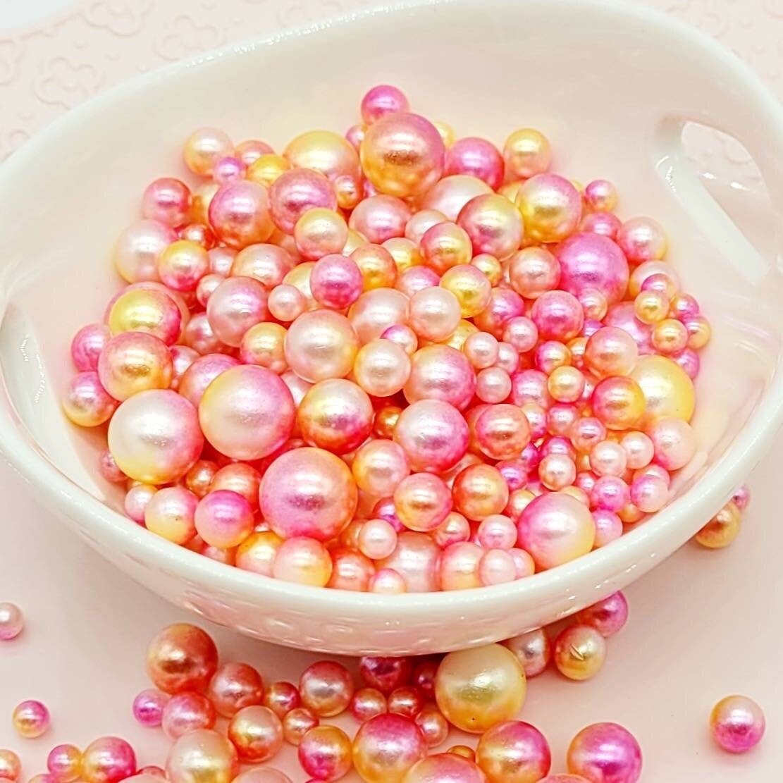 No Hole Beads, Fake Bake Sprinkles, Fake Dragees, Plastic Pearl Beads, Mermaid, Unicorn, Multi Colored, Iridescent, 4MM, 6MM, 8MM, 10 MM Mix
