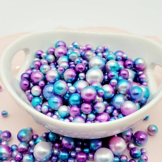 No Hole Beads, Fake Bake Sprinkles, Fake Dragees, Plastic Pearl Beads, Mermaid, Unicorn, Multi Colored, Iridescent, 4MM, 6MM, 8MM, 10 MM Mix