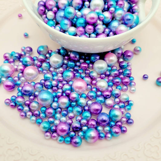No Hole Beads, Fake Bake Sprinkles, Fake Dragees, Plastic Pearl Beads, Mermaid, Unicorn, Multi Colored, Iridescent, 4MM, 6MM, 8MM, 10 MM Mix