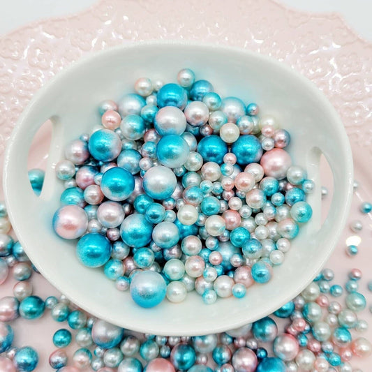 No Hole Beads, Fake Bake Sprinkles, Fake Dragees, Plastic Pearl Beads, Mermaid, Unicorn, Multi Colored, Iridescent, 4MM, 6MM, 8MM, 10 MM Mix