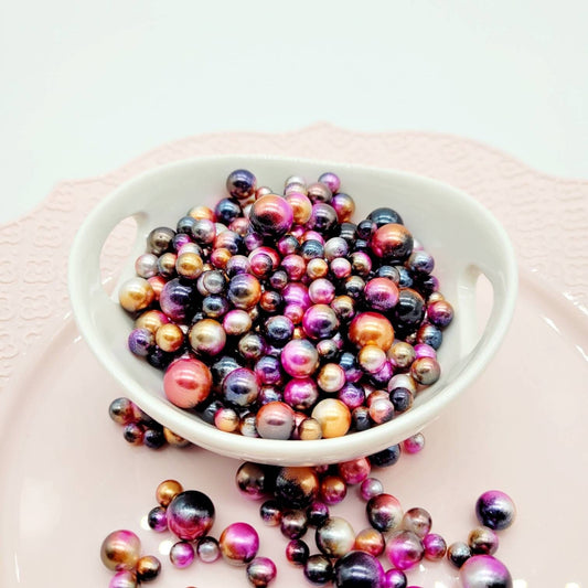 No Hole Beads, Fake Bake Sprinkles, Fake Dragees, Plastic Pearl Beads, Mermaid, Unicorn, Multi Colored, Iridescent, 4MM, 6MM, 8MM, 10 MM Mix