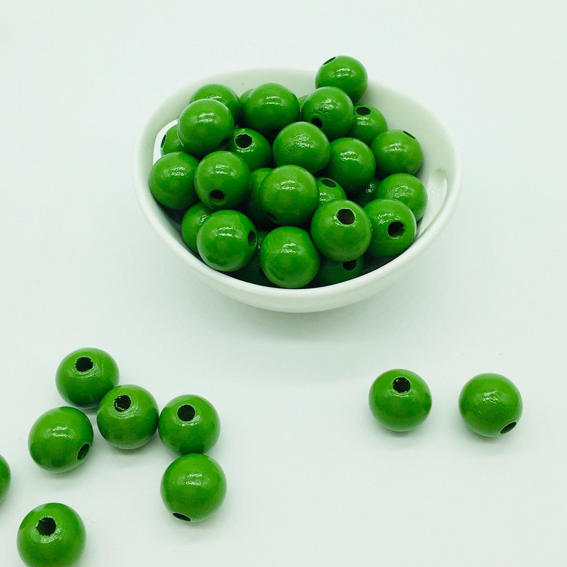 Wood Beads, Green Craft Beads, Garland Beads, Home Decor, Tiered Tray Decorations, Craft Projects, Jewelry Craft Beads