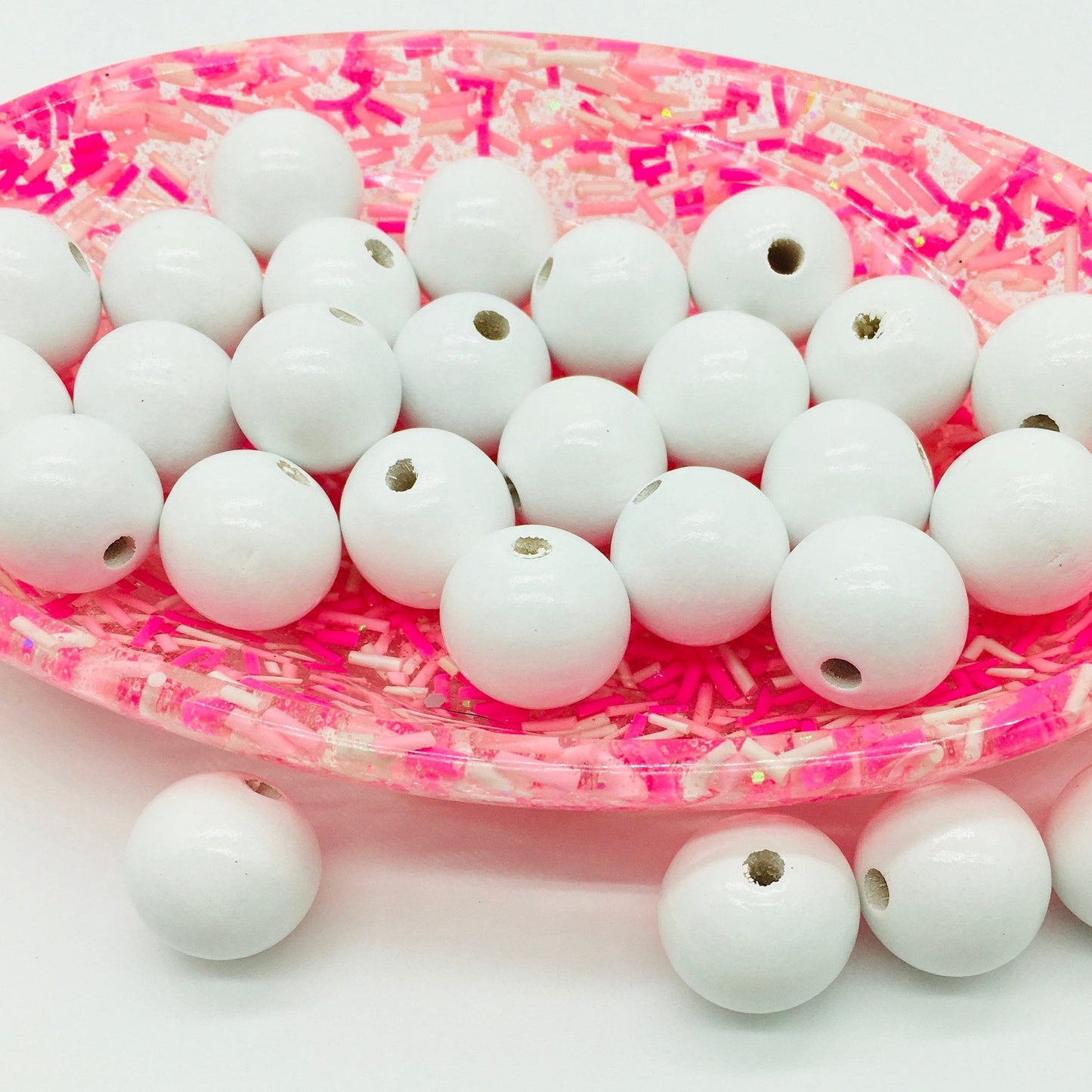 Wood Beads, 19 MM, White Beads, Garland Beads, Bohemian Style, Jewelry Craft Beads