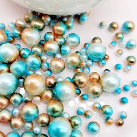 No Hole Beads, Fake Bake Sprinkles, Fake Dragees, Plastic Pearl Beads, Mermaid, Unicorn, Multi Colored, Iridescent, 4MM, 6MM, 8MM, 10 MM Mix