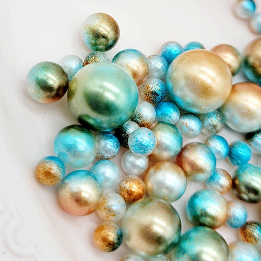 No Hole Beads, Fake Bake Sprinkles, Fake Dragees, Plastic Pearl Beads, Mermaid, Unicorn, Multi Colored, Iridescent, 4MM, 6MM, 8MM, 10 MM Mix