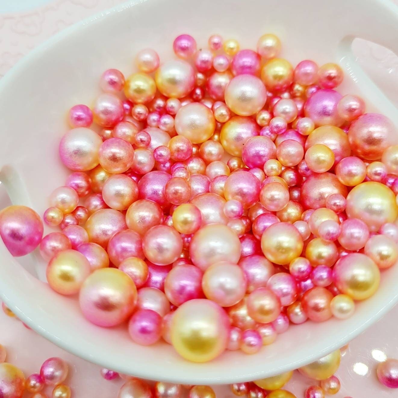 No Hole Beads, Fake Bake Sprinkles, Fake Dragees, Plastic Pearl Beads, Mermaid, Unicorn, Multi Colored, Iridescent, 4MM, 6MM, 8MM, 10 MM Mix