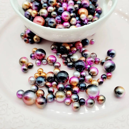 No Hole Beads, Fake Bake Sprinkles, Fake Dragees, Plastic Pearl Beads, Mermaid, Unicorn, Multi Colored, Iridescent, 4MM, 6MM, 8MM, 10 MM Mix