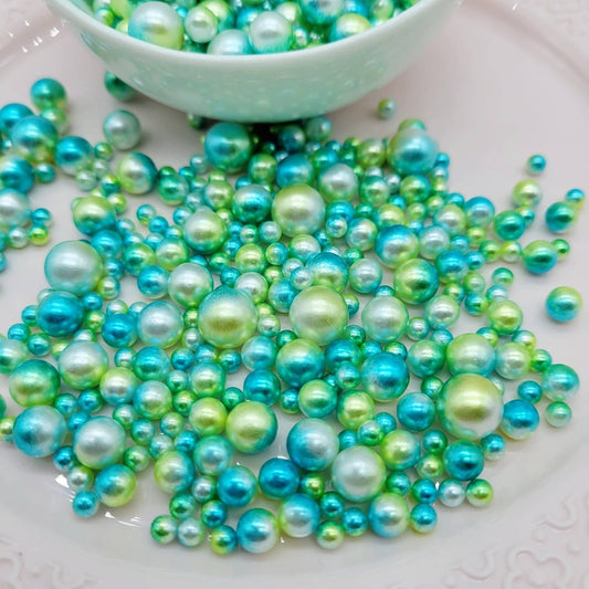 No Hole Beads, Fake Bake Sprinkles, Fake Dragees, Plastic Pearl Beads, Mermaid, Unicorn, Multi Colored, Iridescent, 4MM, 6MM, 8MM, 10 MM Mix