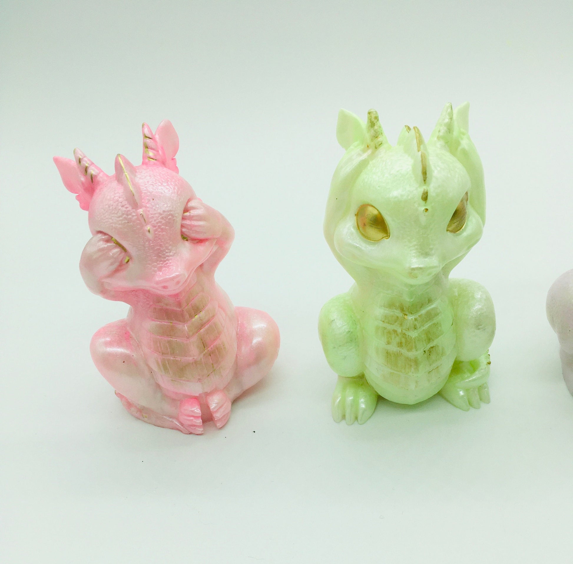 Dragon Figurine Set of Three, Gift for him, Gift for her, Small Dragon set, Office Decor, Home Decor, Display