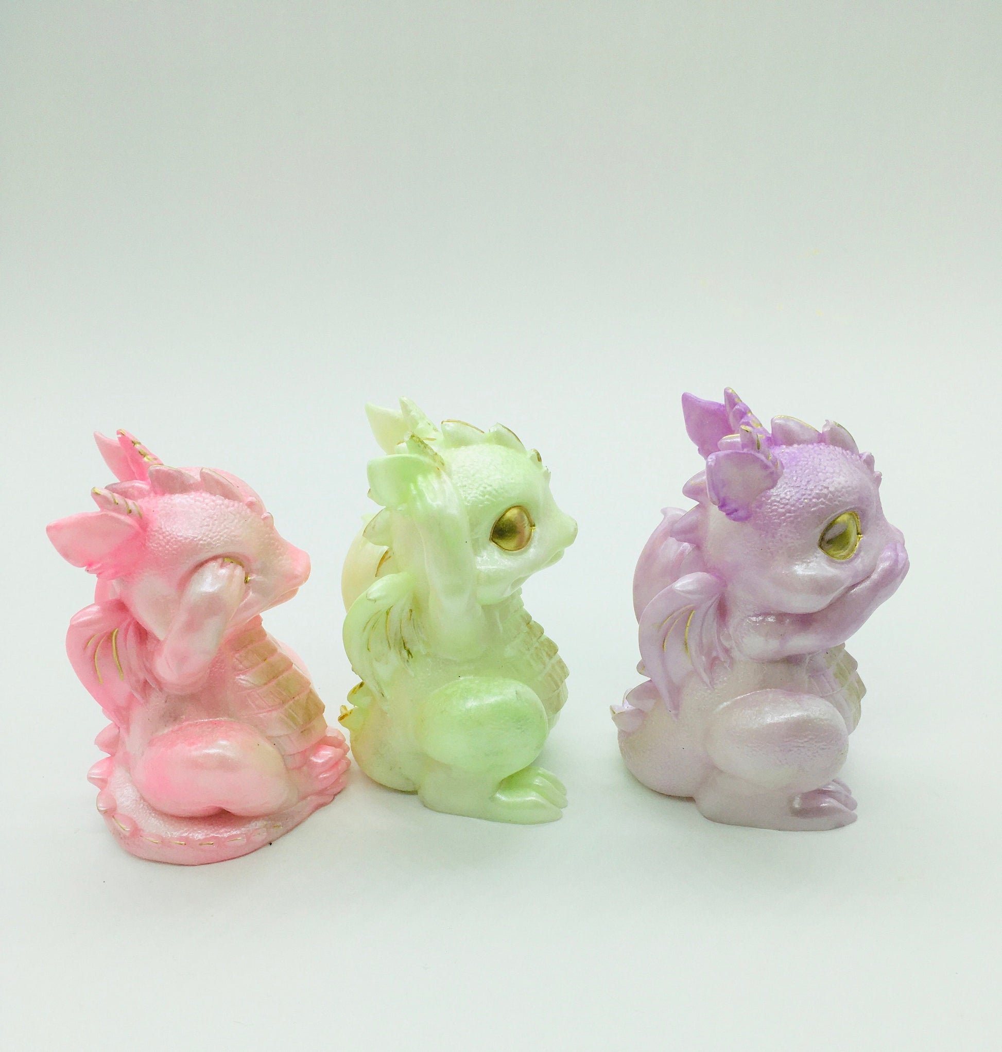 Dragon Figurine Set of Three, Gift for him, Gift for her, Small Dragon set, Office Decor, Home Decor, Display