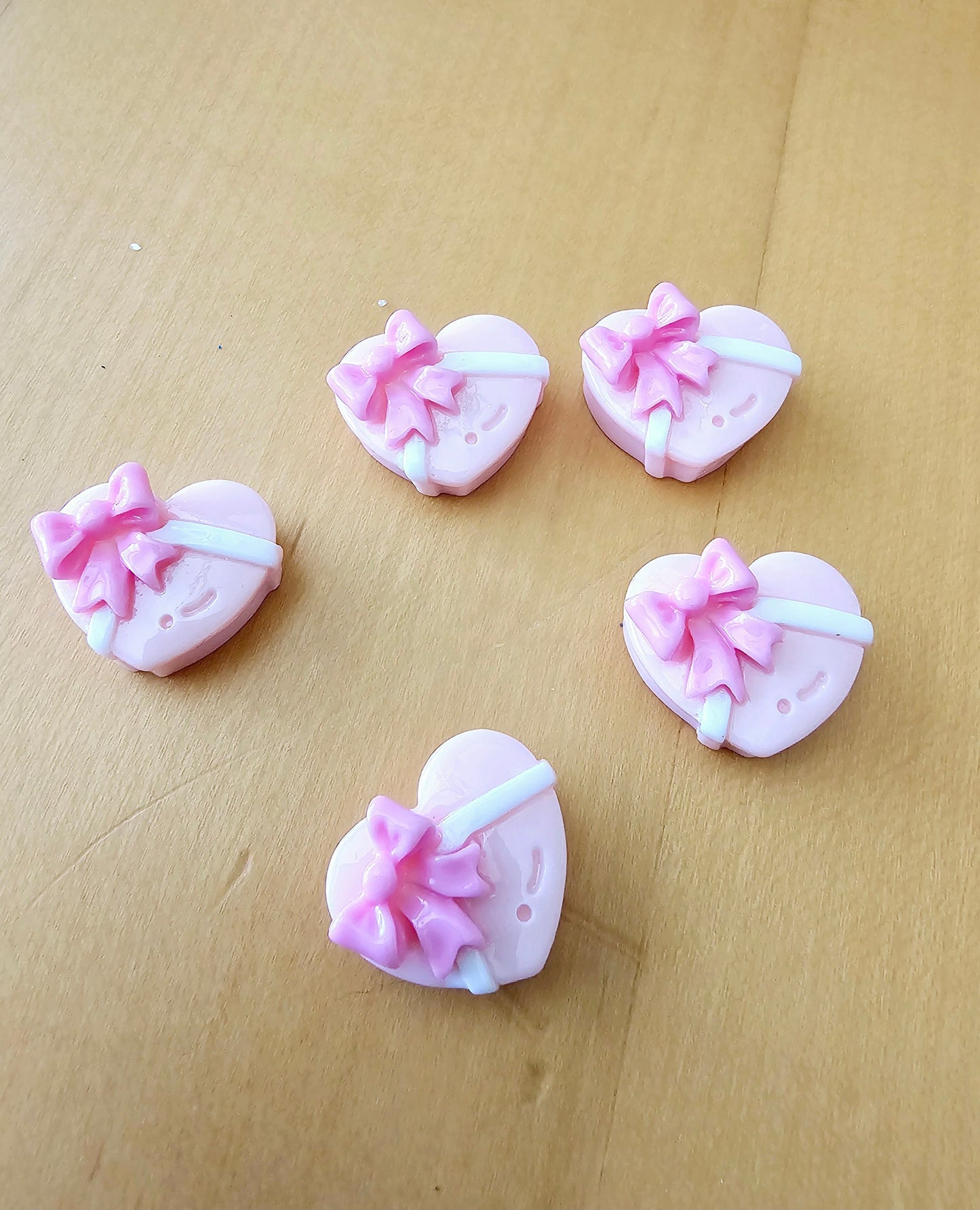 Heart Cabochons,  Flat Back, Pink Heart, Resin, Decoden,  Craft Supplies,  Fake Bake Supplies
