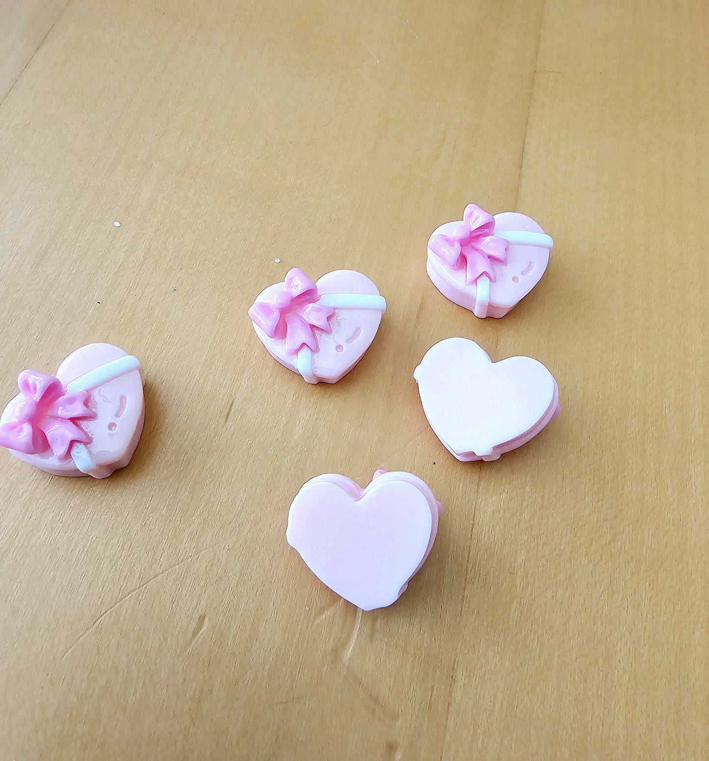 Heart Cabochons,  Flat Back, Pink Heart, Resin, Decoden,  Craft Supplies,  Fake Bake Supplies
