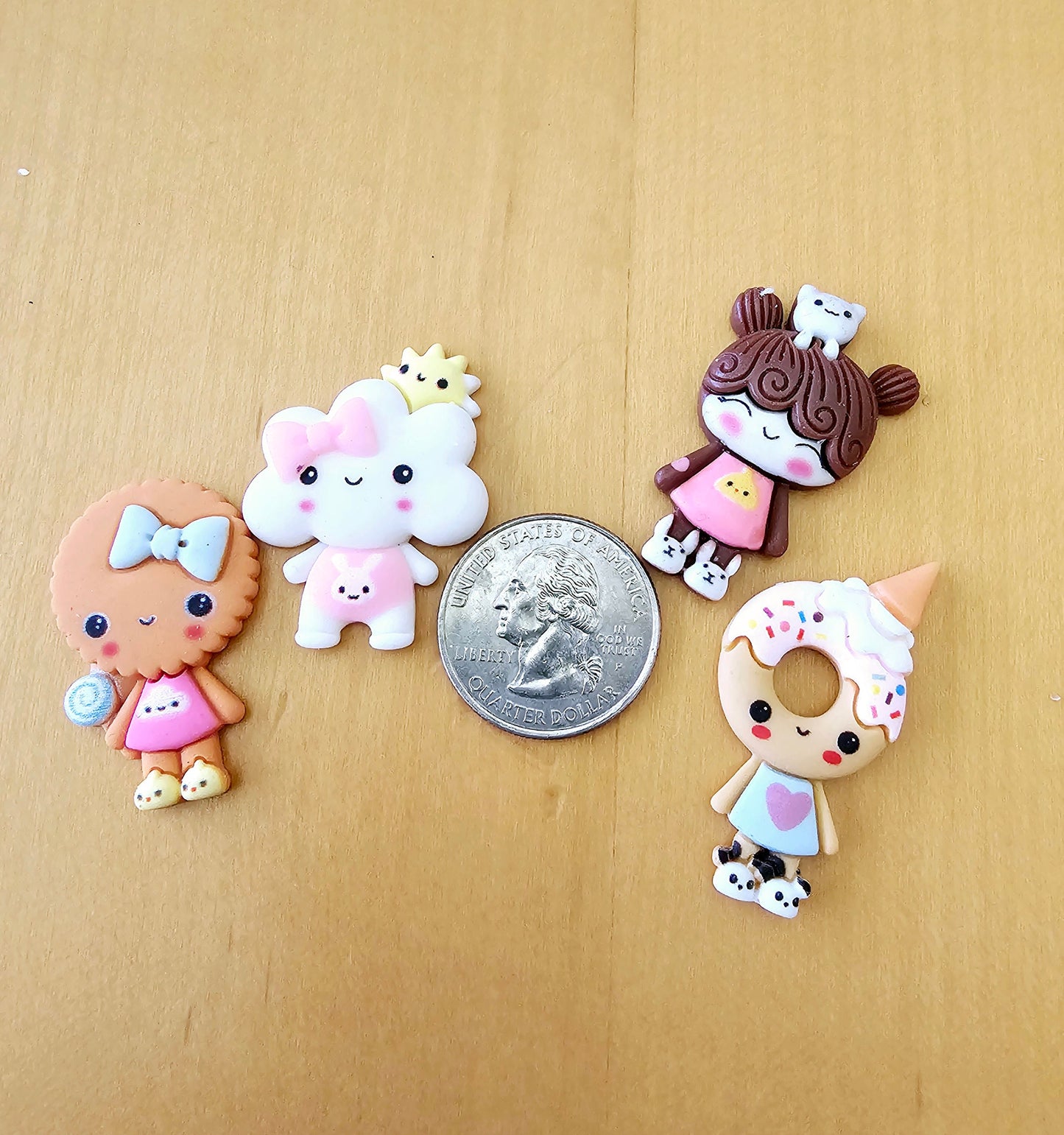 Assorted Kawaii Doll Series, Flatback Resin Cabochons, Craft Supplies, Food Charms, Decoden, Cabochons