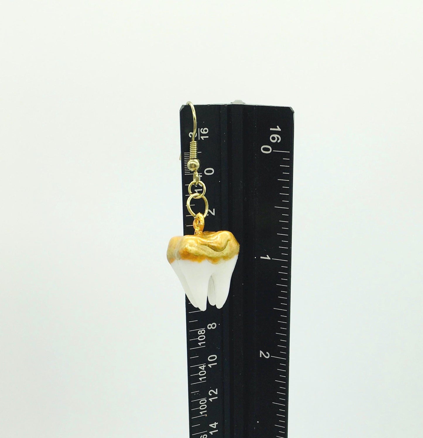 Halloween Teeth Earrings, Faux Teeth, Faux Gold Cap Dangling Earrings, Costume Jewelry