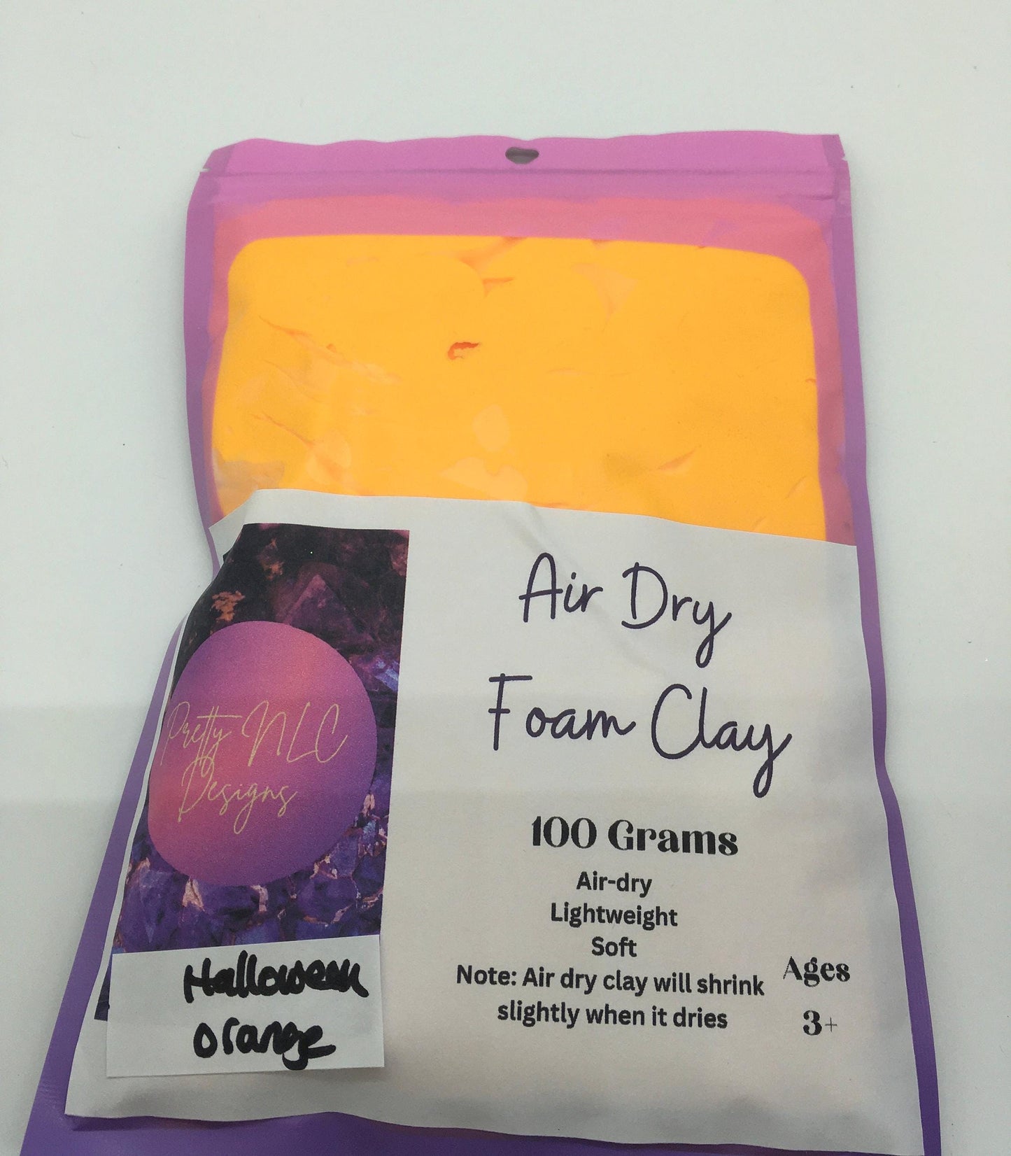 Foam Clay, Air Dry, Light Weight, Fake Bake Craft Supplies, Slime Supplies, Halloween Orange Color, 100 Grams