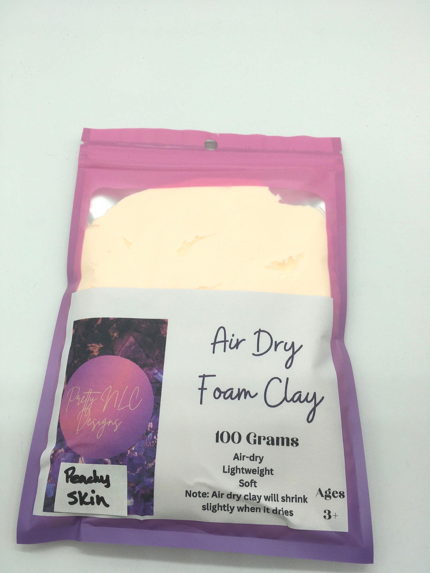 Foam Clay, Air Dry, Light Weight, Fake Bake Craft Supplies, Slime Supplies, Peachy Skin Color, 100 Grams