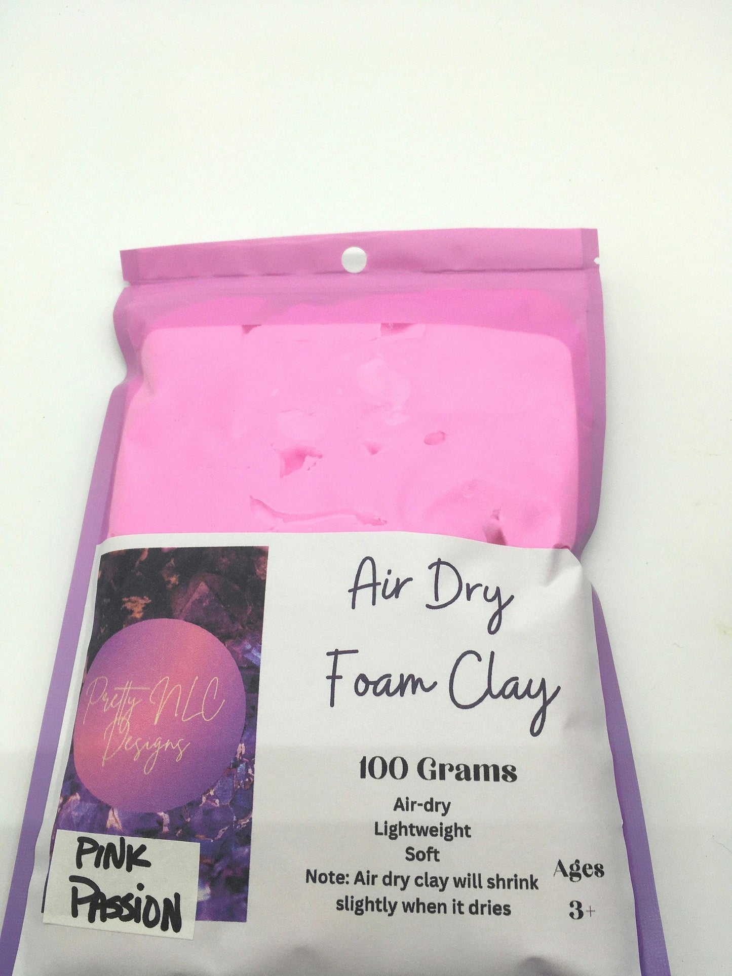 Foam Clay, Air Dry, Light Weight, Fake Bake Craft Supplies, Slime Supplies, Pink Passion Color, 100 Grams