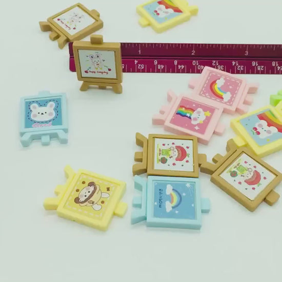 Art Easel Cabochon, Assorted, Flat Back, Faux Baking Supplies, Scrapbooking, Resin, Decoden, School Theme Cabochons