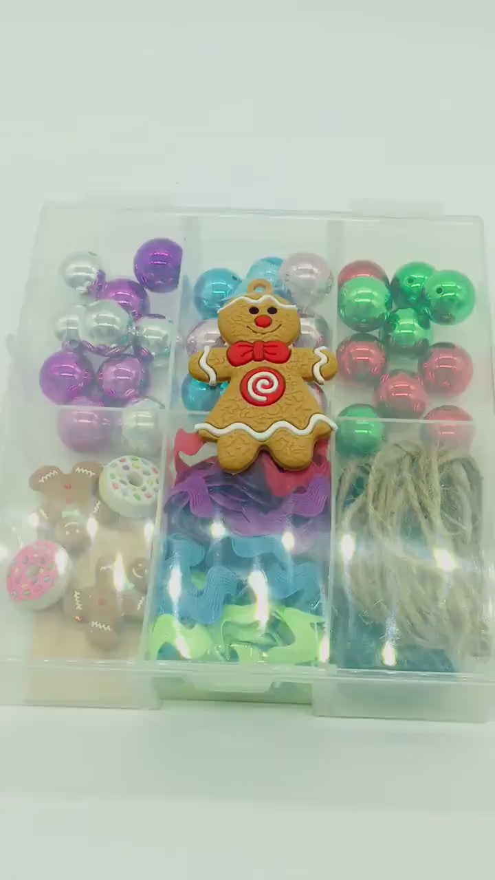 Gingerbread Ornament, Christmas Bead Garland DIY Kit, Acrylic  Beads, Twine, Donut Bead, Craft Kit, Holiday Candy Theme, Home Decor, Ric Rac