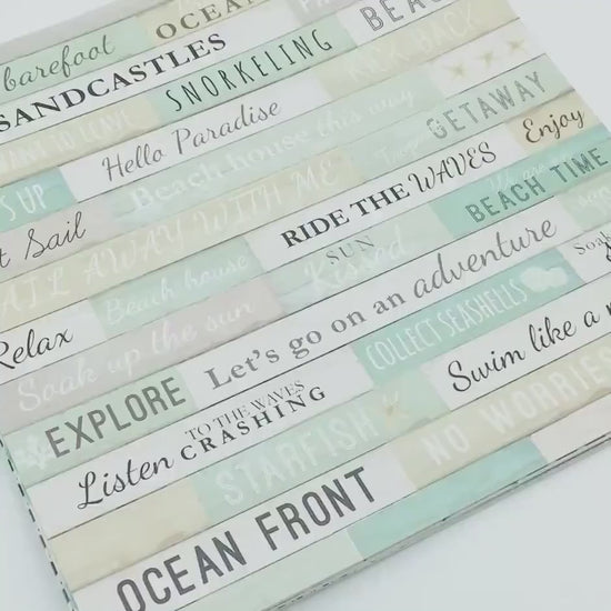 Scrapbook Paper Kit, Beach Theme, Shadow Box Kit,  Junk Journaling Crafts, Wood Cutouts, Ribbon, Faux Starfish, Faux Sand Dollar, Lights